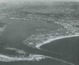 Durban, 1951. Aerial view of Durban harbour.