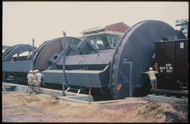 Richards Bay, January 1976. Coal wagon tipper at Richards Bay harbour. [D Dannhauser]