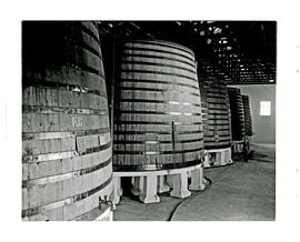 Paarl, 1945. KWV distillery. Rows of wine vats.