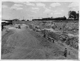 Bethulie district, November 1956. Railway quarry for ballast stone.