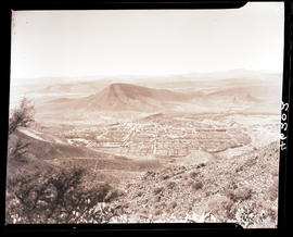 Graaff-Reinet, 1939. View of town from the Valley of Desolation lookout point.
