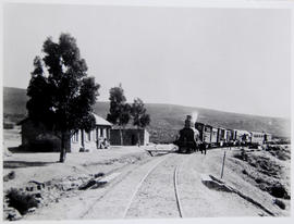 De Doorns. Train at station in the Hex River pass.