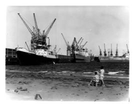 Durban, 1957. Ships moored in Durban harbour.