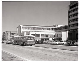 Port Elizabeth, 1965. SAR Mercedes Benz tour bus No MT16932 at Marine Hotel.