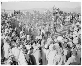 Maseru, Basutoland, 12 March 1947. Crowd around traditional dancers.