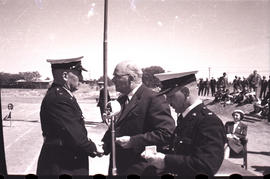Kroonstad Railway Training College, September 1953. Presentation of medals to railway police by M...