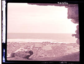 Mossel Bay, 1931. View from cave below Cape St Blaize lighthouse.