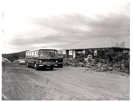 Port Elizabeth district, 1970. SAR Mercedes Benz tour bus No MT16375 at Addo Park.