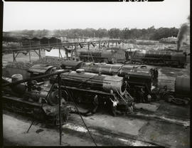 Bloemfontein, 1954. Railway locomotive yard.