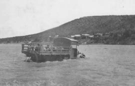 Port St Johns, 1931. SAR three-axled truck to Kokstad fording wide river.