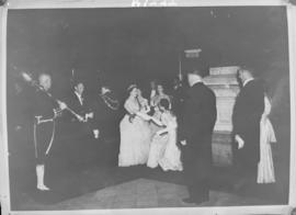 Cape Town, 24 April 1947. Queen Elizabeth greeting dignitaries at the gala dinner.