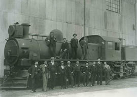 Group of men posing at CSAR Class M Kitson-Meyer later SAR Class KM.