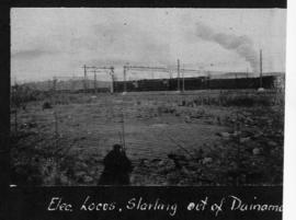 Ladysmith district, circa 1925. Electrical locomotives at Daimana. (Album on Natal electrification)