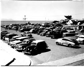 Hermanus, 1955. Parking lot at harbour.