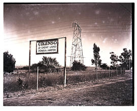Colenso, 1949. Signboard at entrance to town.