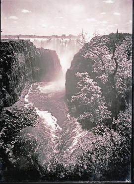 Victoria Falls, Rhodesia, 1931. View of Zambezi River gorge from hotel.