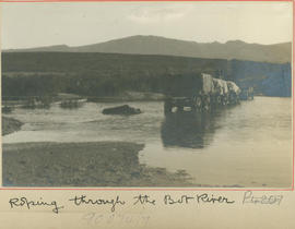 Bot River district. SAR tractor with trailers roping through the Bot River.