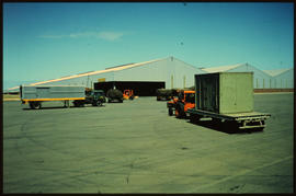 East London, October 1975. Container handling at goods shed. [JV Gilroy]