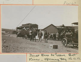 Bot River, 26 December 1912. First SAR Dennis bus to leave for Hermanus.