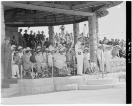 Maseru, Basutoland, 12 March 1947. King George VI speaking to the crowd at indaba.