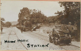 Bot River district. Train and trolley at Houwhoek station.
