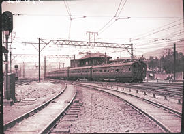 Cape Town, 1928. A Class 1M1 suburban electric motor coach train consisting of 3 motor coaches an...