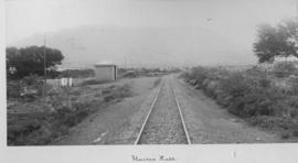 Flowers Halt, 1895. Railway lilne with small station building. (EH Short)