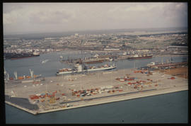 Port Elizabeth, July 1981. Aerial view container terminal in Port Elizabeth Harbour. [Jan Hoek]