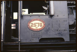 Number plate of SAR Class GO No 2578.
