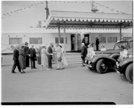 Cape Town, 21 February 1947. Royal family take leave on station with JC Smuts in the background.