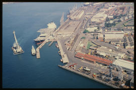 Durban, September 1984. Aerial view of Durban Harbour. [T Robberts]