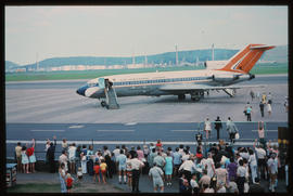 Durban, July 1974. Louis Botha Airport. SAA Boeing 727 ZS-SBH 'Marico'.