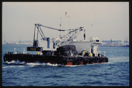 Durban, 1986. Floating crane in Durban Harbour.
