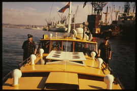 Durban, 1976. Harbour police launch 'Vink' in Durban Harbour.