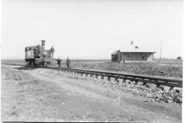 Locomotive No 59 with station building in the distance. (NZASM album of BJC van Rossum)