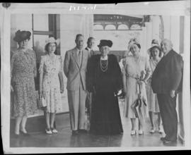 Bloemfontein, 7 March 1947. Royal family with Mrs Tibbie Steyn, widow of the late Pres Steyn.
