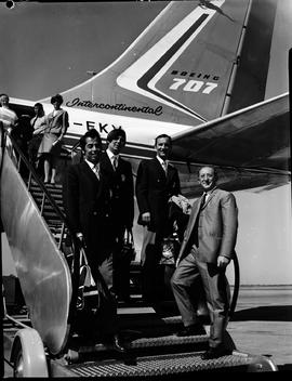 Johannesburg, August 1968. Jan Smuts Airport. Arrival of race car drivers with SAA Boeing 707 ZS-...