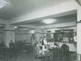 Johannesburg, 1934. Park station tea room, waitresses serving tea.