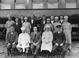 Wembley, 1924. Dining saloon 'Umhlatuzi' with staff at British Empire Exhibition.