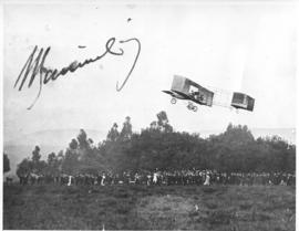 Johannesburg, February 1910. Albert Kimmerling in his Voisin biplane.