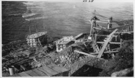 Wilderness, circa 1926. Kaaimans River bridge construction: Construction of the first two piers a...
