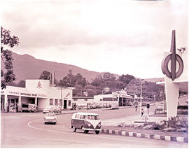 Louis Trichardt, 1960. Business street. Note Caltex, Shell and Total garages and VW Kombi.