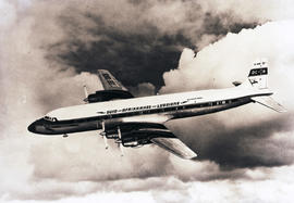 
SAA Douglas DC-7B ZS-DKD 'Dromedaris' in flight. Note this is a model.
