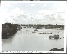 "Klerksdorp district, 1955. Vaal River with bridge in the distance."