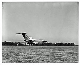 Johannesburg, 1972. Jan Smuts airport. SAA Boeing 727 ZS-SBC 'Vaal' on runway.