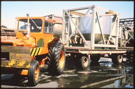 Tractor with tanker trailer.