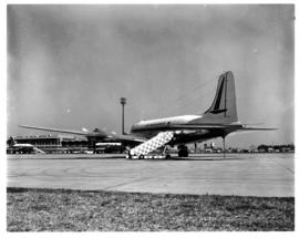Johannesburg, August 1968. Jan Smuts Airport. Madagascar Douglas DC-4 5R-MAE.