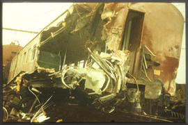 Damaged train coach.