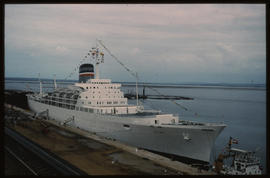 Richards Bay, April 1976. 'SA Vaal' at coal terminal during the official opening of the Richards ...