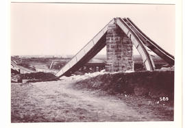 Circa 1900. Damaged bridge during Anglo-Boer War.